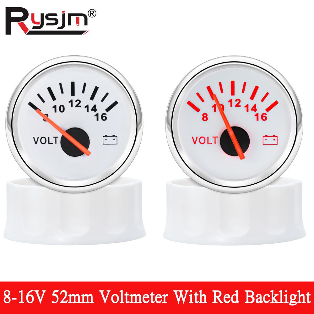 8-16V 52MM Voltmeter Auto Car Gauge Volt Meter With Red Backlight Pointer Voltage VOLTS Meter Gauges for Auto Car Boat Yacht