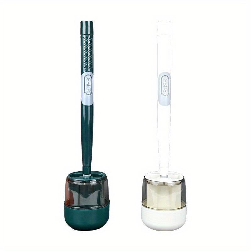 Punch-Free Wall-Mounted Soft Silicone Toilet Brush No Dead Angle Toilet Cleaning Brush Refillable Detergent Toilet Brush with Base