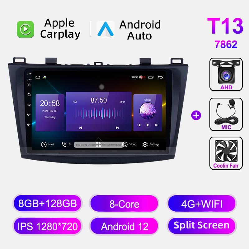 8G 128GB Car Radio For Mazda 3 2010-2013 Android 12.0 Multimedia Video Player Carplay Navigation GPS Autoradio No 2din Stereo