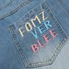 Women American Star Embroidered Wide Leg Jeans Vintage Washed Baggy Curved Cut Denim Pants Fashion Design Loose Streetwear Long Trousers