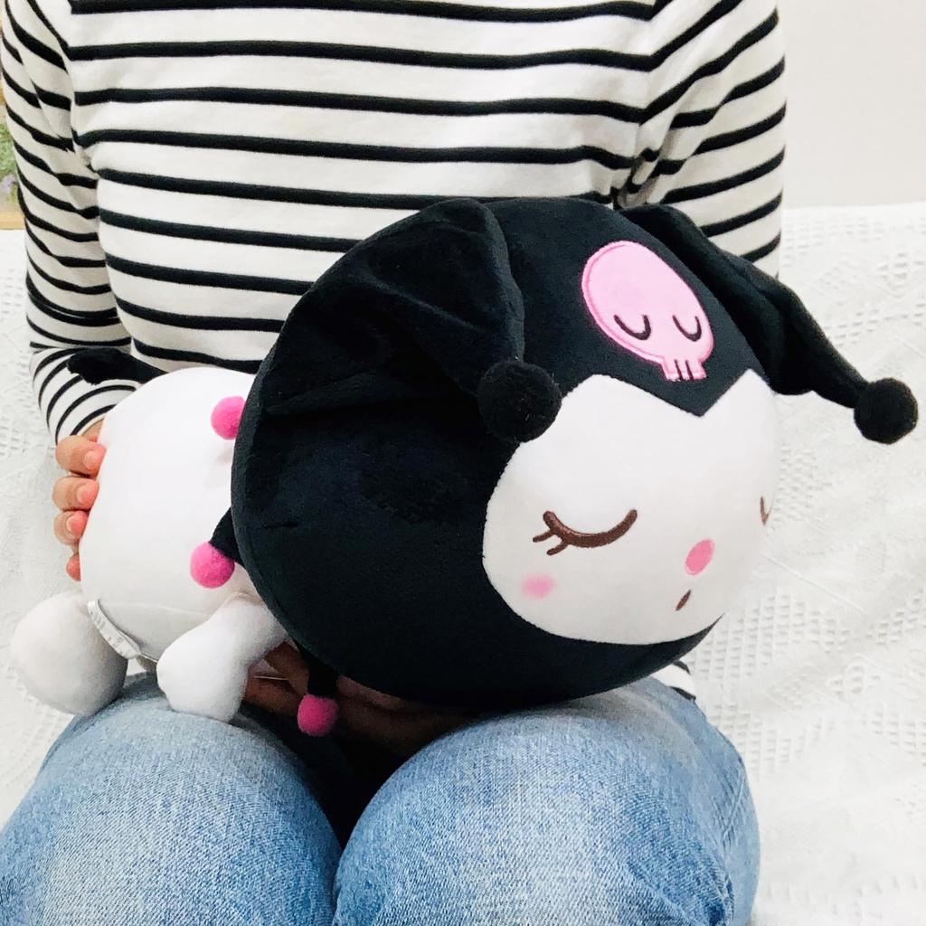MORIPiLO Kuromi Hugging Pillow Sanrio Characters Relaxing Art Cuddling Pillow 45cm Microfiber Fabric Large Plush Toy Black by Morishita Pillows - -