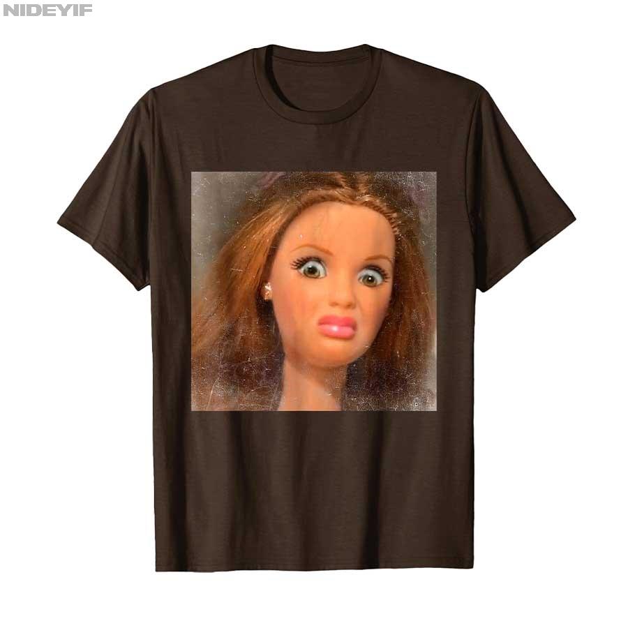 Camiseta Meme Rosto de Boneca Engraçado Repugnante Para Homens Mulheres 100% Algodão Camisetas Tops de Manga Curta P417