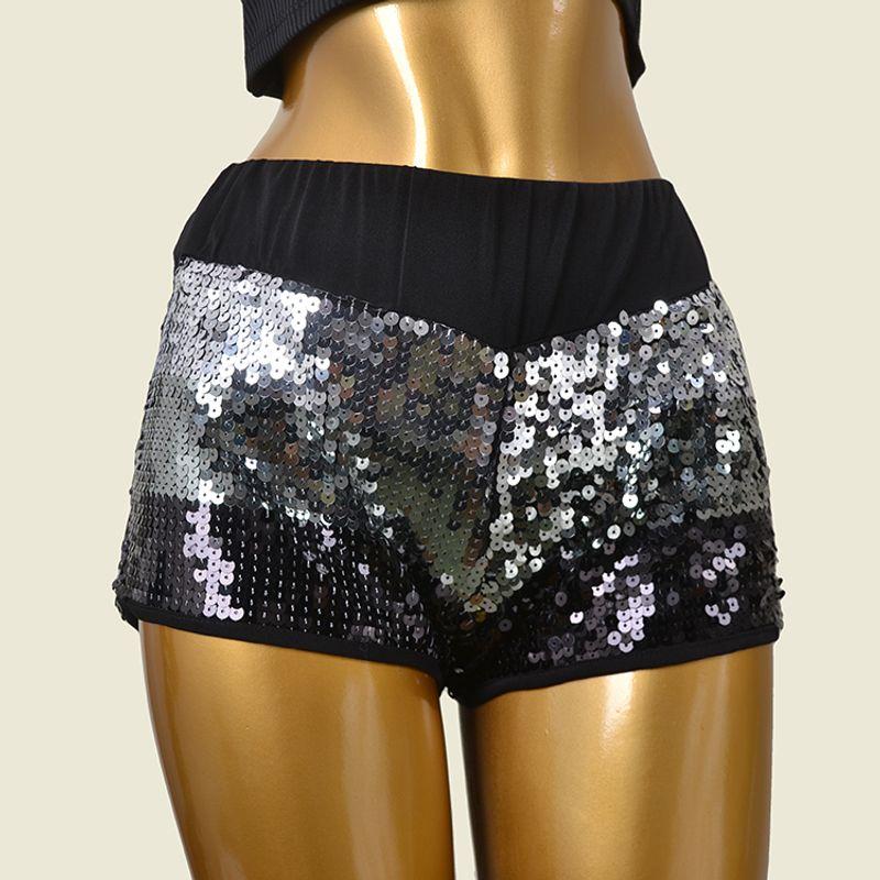 

Летние шорты с цветовой блокировкой, модные, блестящие, для вечеринки, с пайетками Shorts XL