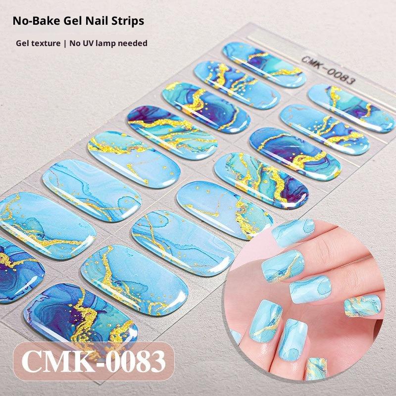 New Cat Eye No-Baking Gel Nail Stickers 3D Hot Stamping Ombre Shining Starry Sky NO UV Nail Stickers