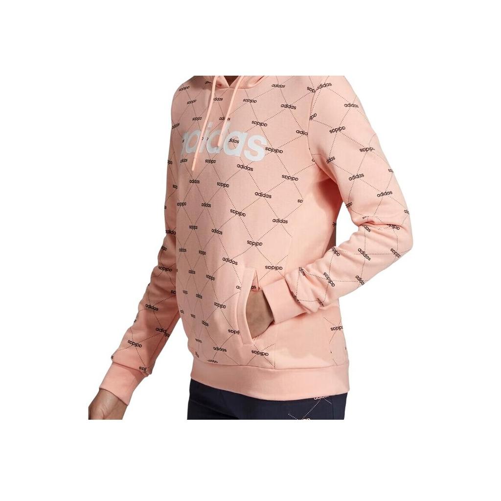 Adidas Letter Print Hooded Casual Long Sleeve Sweatshirt Women Sweatshirt Pink EI6246