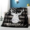 1PC Custom Name Deer Flag Art Flannel blankets Patterns Throw Blanket All-Season Soft Gift for Couch, Bed, Camping gifts