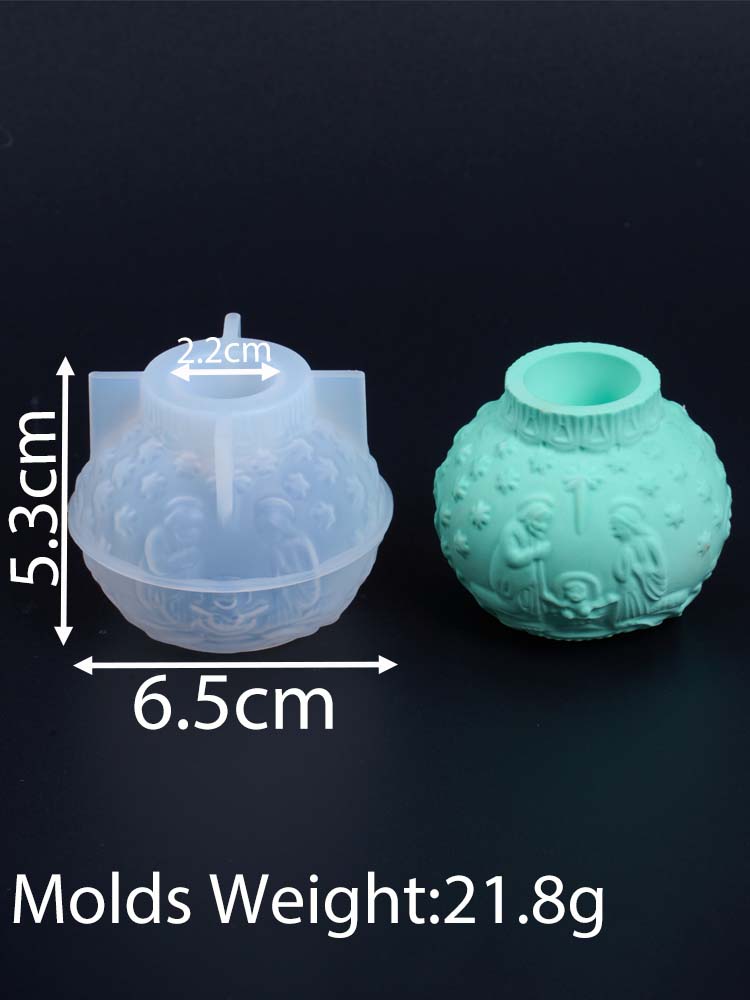 

3D Relief Lantern Round Ball Candle Holder Mold DIY Easter Ornaments Plaster Resin Candlestick Silicone Molds Home Crafts Decor
