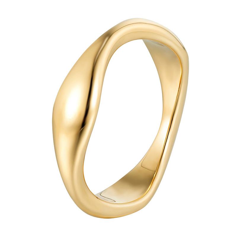 New Geometric Bamboo Ring Electroplated Stacked with High-grade Element Ring Ring Women's Ins Titanium Steel Jewelry