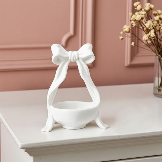 3D Printed Bow Jewelry Organizer Stand Ribbon Bow Knot Trinket Holder for Necklaces Bracelets Earrings Rings Decorative Vanity Storage Dish for
