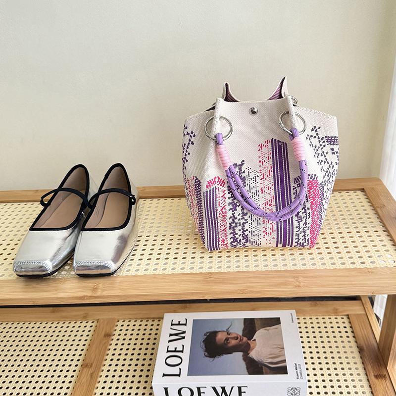 Butterfly Knitted Bucket Bag Women's Fashion Handbag Versatile Knitted Wrist Bag Shopping Handbag Cute Handbag