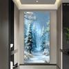 Copertura per Porta Scena Invernale con Neve Sfondo Fotografia Foresta Bianca Forniture Decorazioni Festa di Natale Interno Esterno
