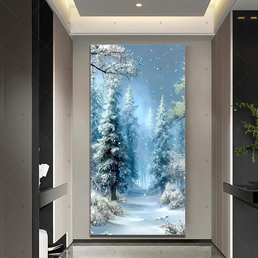 Copertura per Porta Scena Invernale con Neve Sfondo Fotografia Foresta Bianca Forniture Decorazioni Festa di Natale Interno Esterno