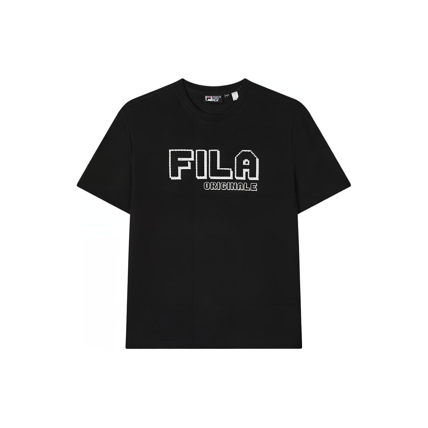 FILA T Shirts Men s Jet Black Crew Neck Moderate F11M429107F-BK XL