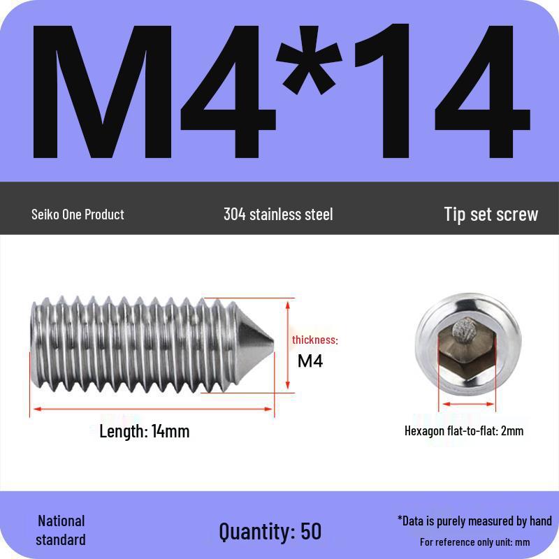 304 Stainless Steel Internal Hex Set Screw | Headless Grub Screw M2-M16