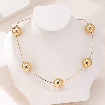Women'S Exaggerated Round Bead Collarbone Chain, Geometric Bead Necklace, Fashionable And Versatile Necklace