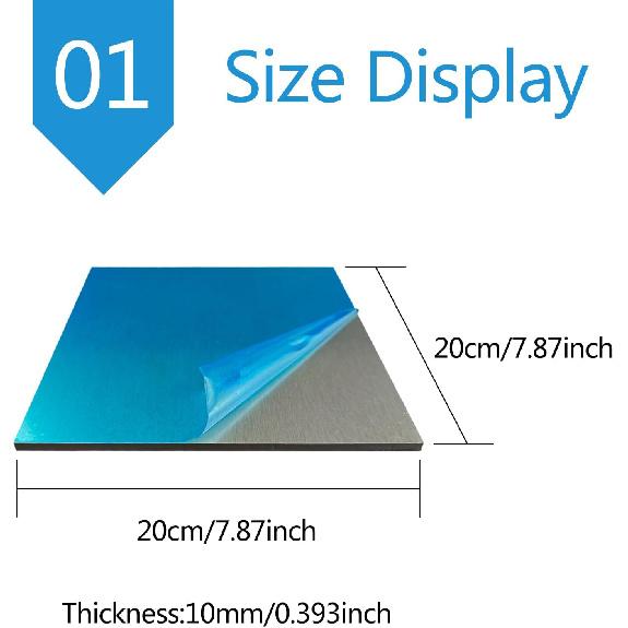 

Aluminum Sheet Plate Aluminium Panel 6061 Aluminum Plate Suitable for Parts Machining, Thickness 10mm,200mm x 200mm 100mm x 100mm