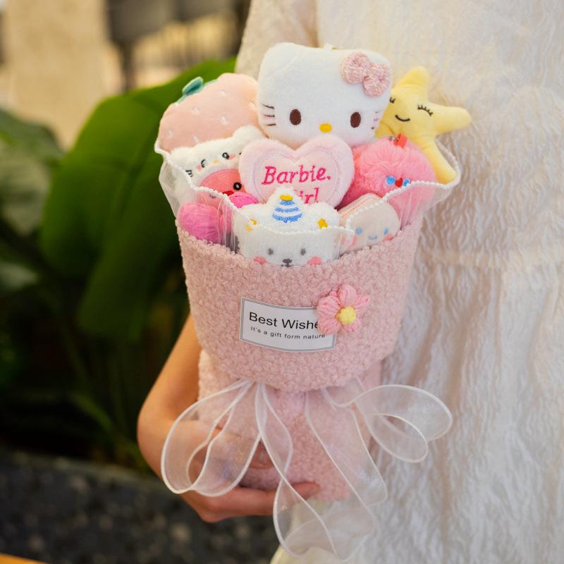 

Мягкая игрушка Капибара, держащая цветок, кукла Панда, трансформирующаяся в букет, кукла KT Cat, китайский подарок на День святого Валентина 40cm