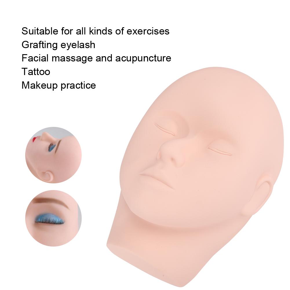 Silicone Half Head Mannequin Tattoo Eyelash Grafting Makeup Painting Practice Skin