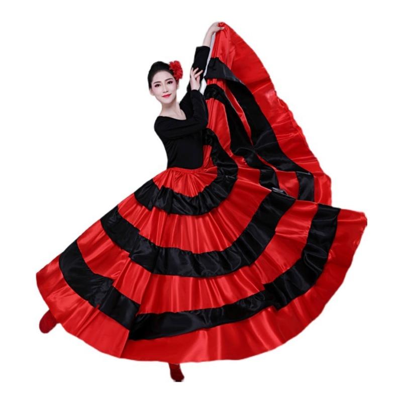 Womens Spanish Bull Dance Skirt Belly Dance Skirt Big Swing Flamenco Costume Spanish Folk Costume A