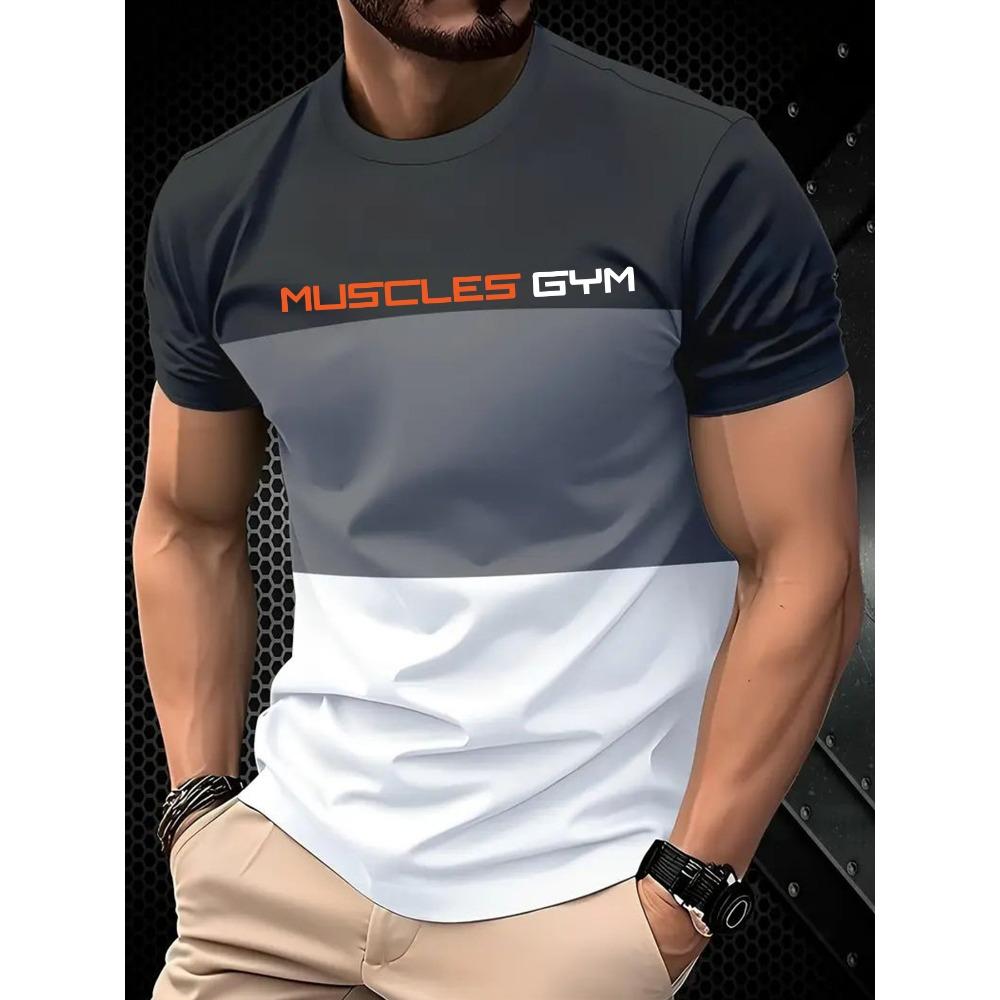 

Summer Classic Men s T-shirt Outdoor Round Neck Short Sleeve Top Striped Printed Street Loose XS