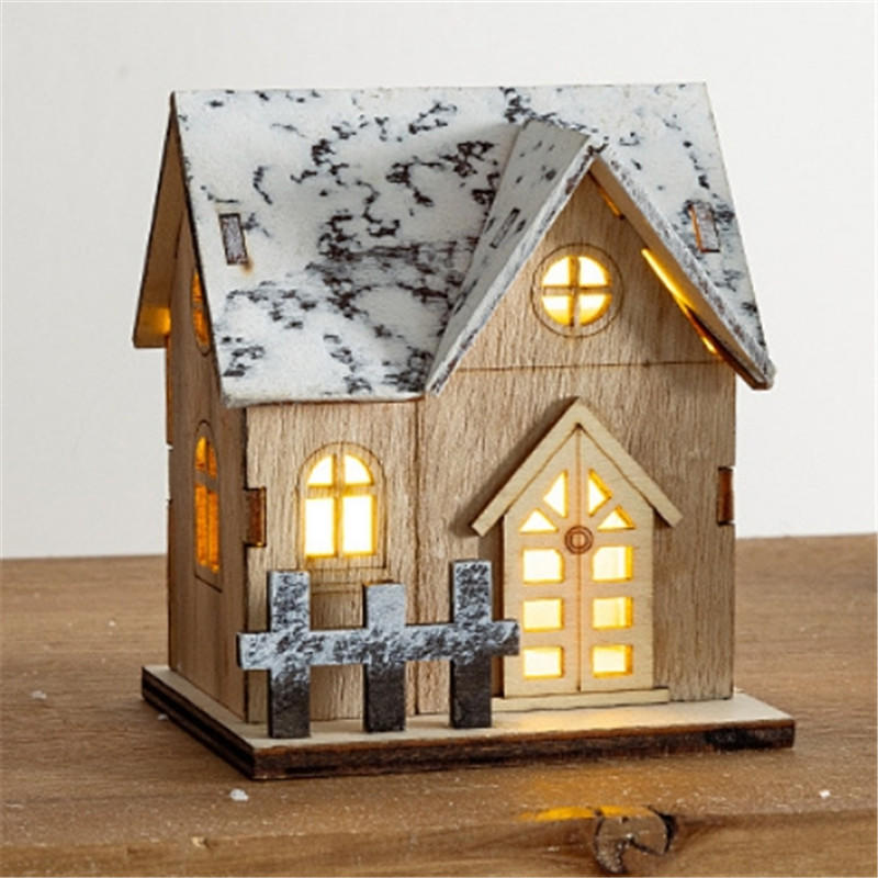 Christmas Wooden Desktop Decorative Ornaments Village Houses Adornment Small Ornament for Table Centerpiece