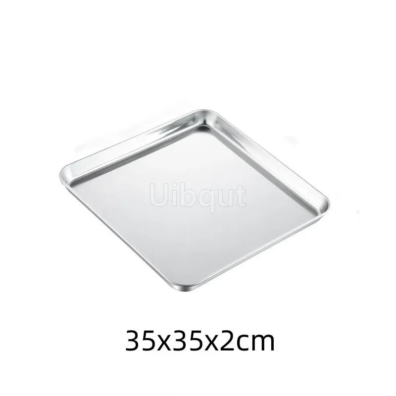 Golden Square Stainless Steel Food Service Tray plate set Nonstick Bakeware Fruit Cookie Bread Plate Kitchen Storage Container