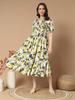 Women Empire Waist Black Midi/Calf Length Dress Gown Kurta Party Wear Top Tunic