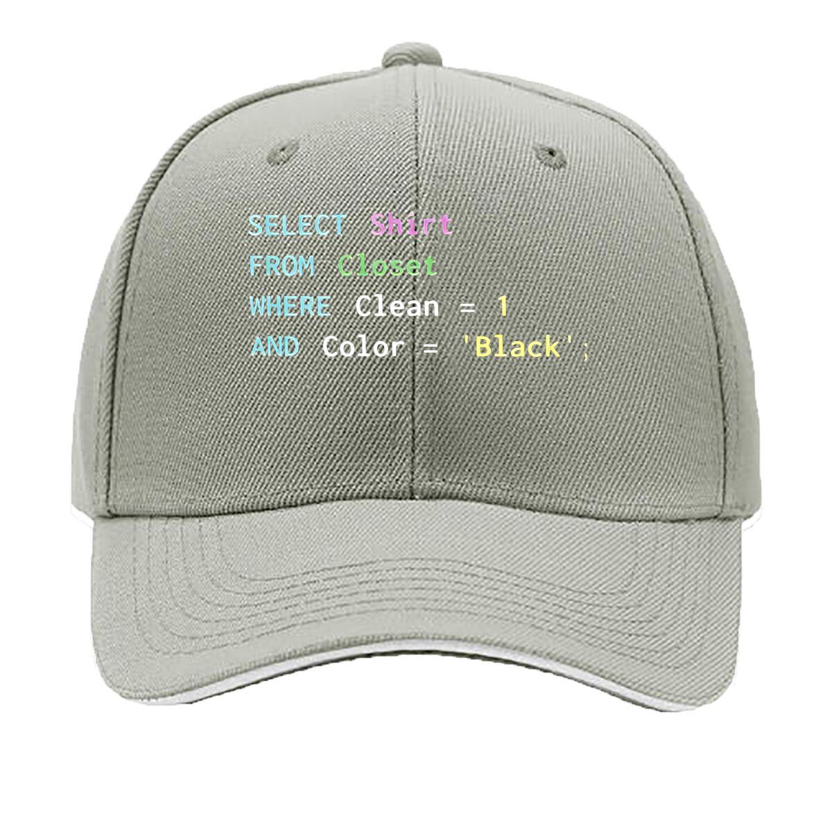Black Shirt Fashion Art Sandwich Baseball Cap One Size серый