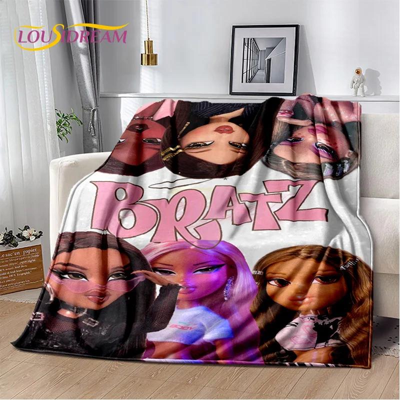 Bratz Cartoon D Aufdruck Mädchen Decke Weiche Flanell Überwurf für Schlafzimmer Sofa Picknick Büro Wandern Kinder Geschenk Heimtextilien