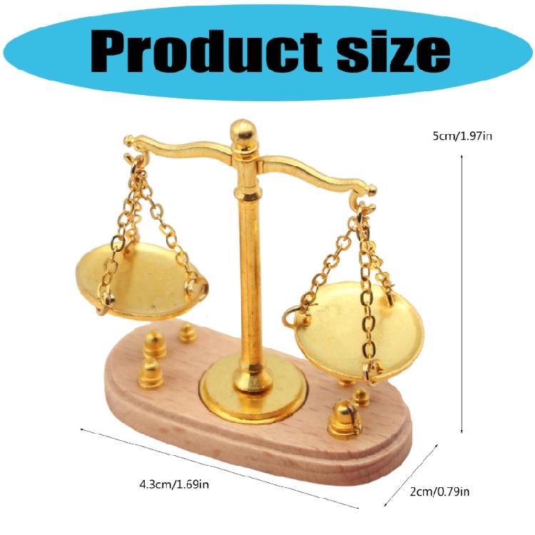 1/12 Scale Realistic Antique Balance Scale Wood & Alloy Build Miniature Dollhouses Furniture