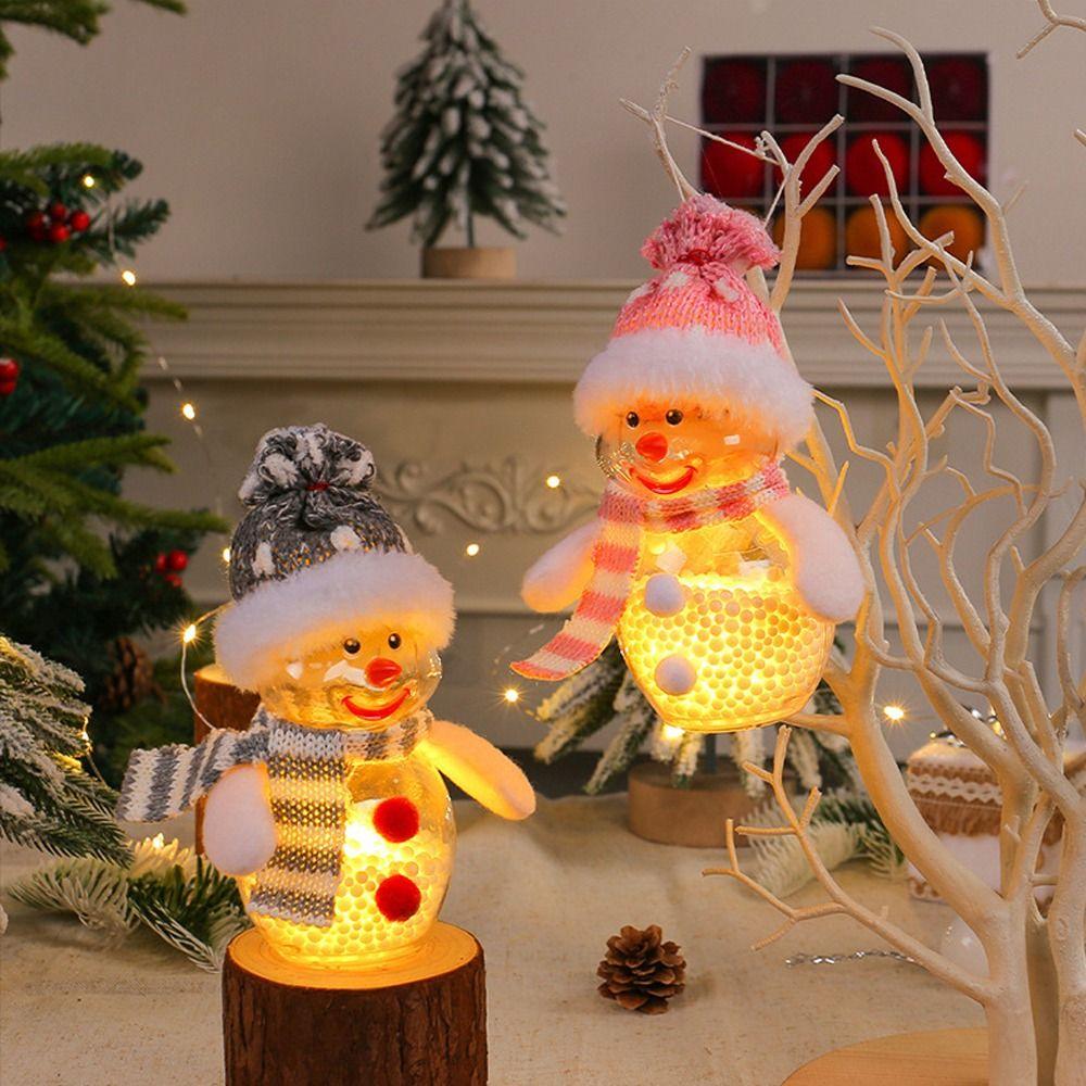 Plastic Christmas Luminous Snowman Decor Transparent Xmas Tree Decoration Holiday Party Decoration