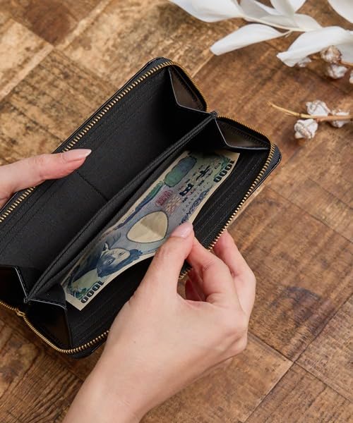 ZUCCHERO Official Long Made in Round Slim Polka Dot Moss 55455 Women's Wallet, Japan, Design, Green,