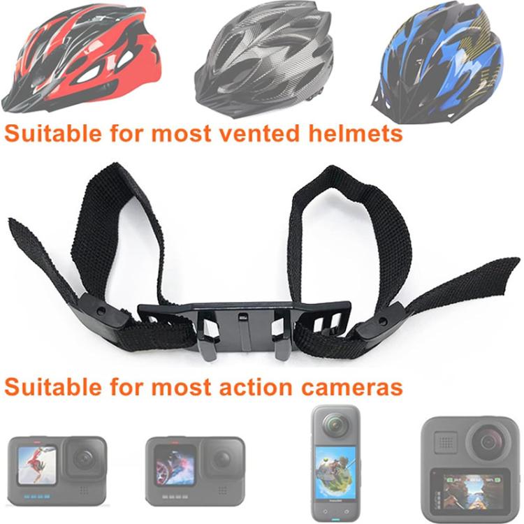 Universal Adjustable‑Strap Bike Helmet Camera Mount, 360° Swivel J‑Hook Bracket for GoPro Insta360 DJI Action Cameras