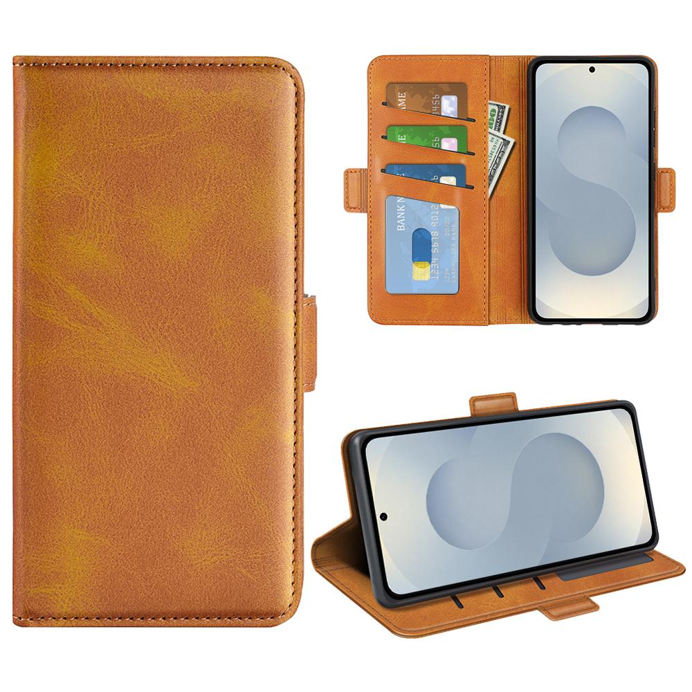 Für Samsung Galaxy S25 Edge Hülle Kalbsleder Textur Leder Brieftasche Handyhülle