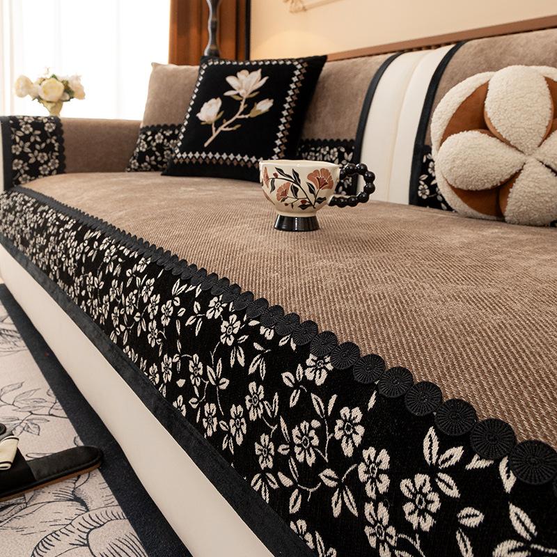 

Французский ретро 2025 новый диванный подушка универсальный во все сезоны, высококачественный нескользящий кожаный чехол для подушки сиденья, чехол, ткань, полотенце 70*70cm