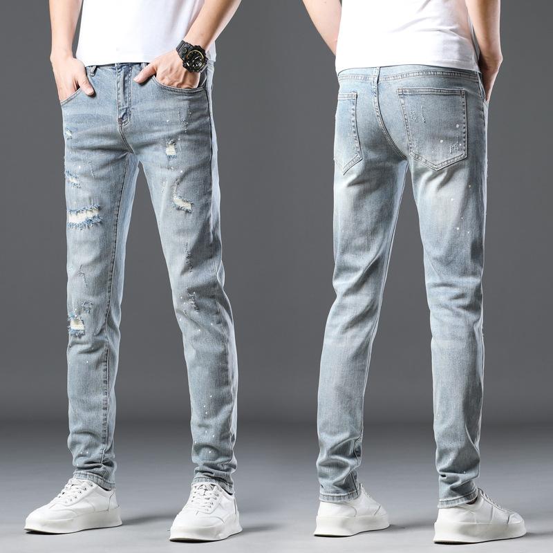 New Summer Jeans Slim Nine-point Stretch Casual Long Pants for Men