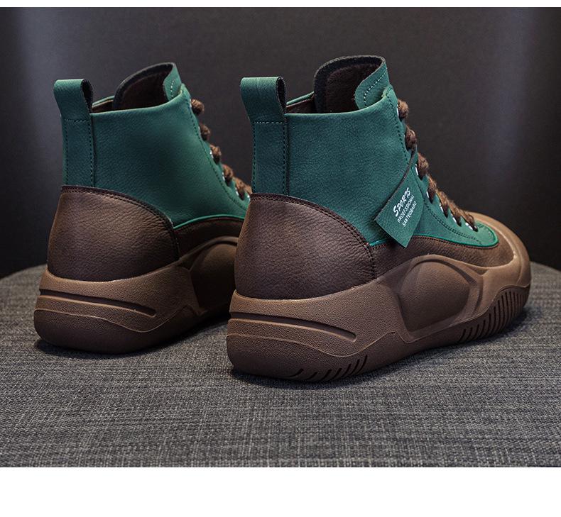 Women's Retro British Style Height-Increasing Ankle Boots - Thick-Soled High-Top for 2025 Autumn