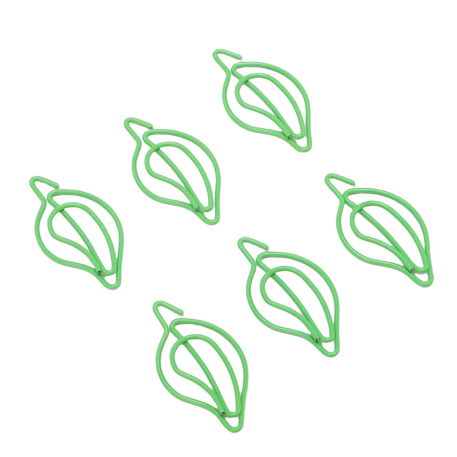 

100PCS Metal Paper Clips Green Leaf Shaped Bookmark Clips for Business Cards Office Documents Notes Photos