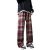 2024 Autumn/Winter Men's Trendy Plaid Woolen Loose Straight Trousers