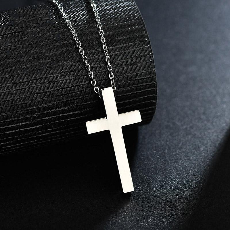 Hochwertige Edelstahl Personalisierte Namenskette Einfache Mode Kreuz Anhänger Halskette Unisex Kundenspezifischer Schmuck Geburtstagsgeschenk