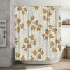 Luxurious Golden Flowers Waterproof Shower Curtain with European Style Decoration White Bath Fabric Home Decor Waterproof Washab