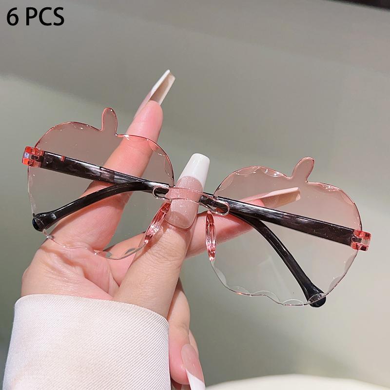 1/6 Pcs Rimless Cute Kids Sunglasses  New Fruit Shaped Decor Shades for Children Ins Trendy Gradient Multi-color Sun Glasses