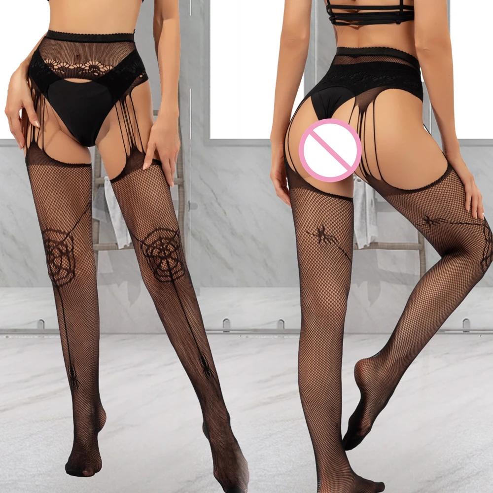 Women Fish Net High Elastic Hosiery Sexy Mesh Hollow Body Stockings Tights Erotic Transparent Suspender Pantyhose Costume