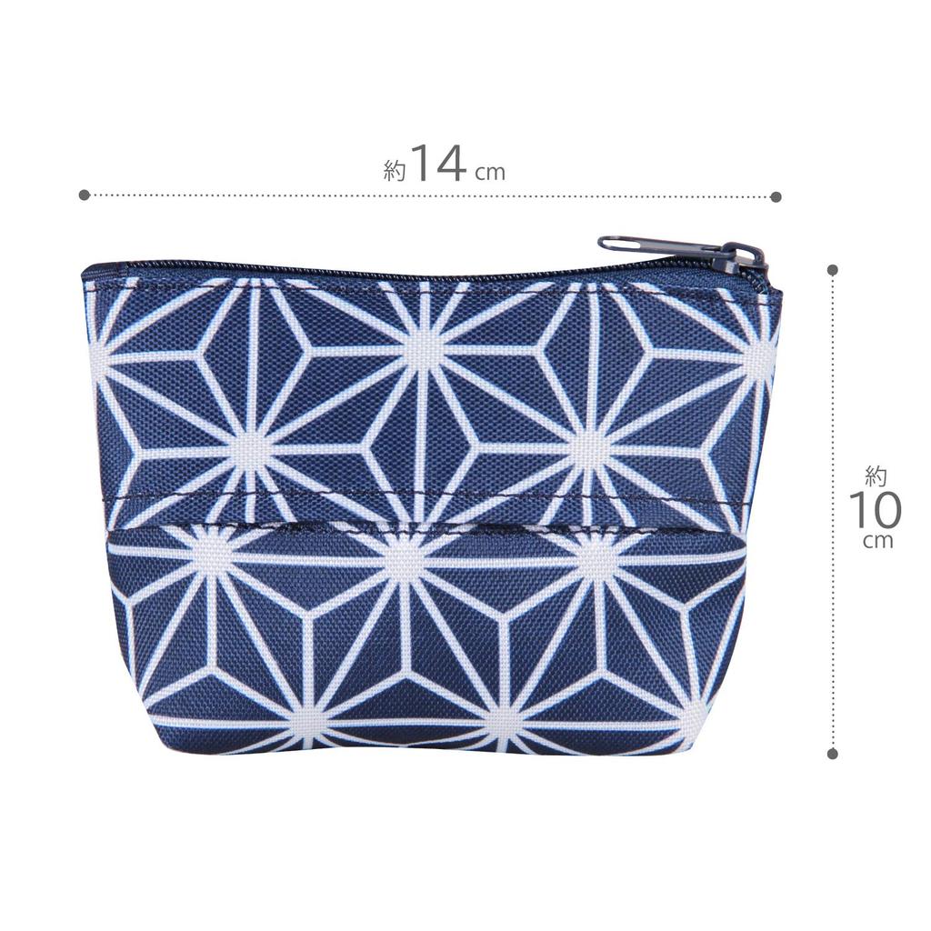 Astro Cosmetic Navy Japanese Hemp Leaf Tissue Small Item Pouch, Blue, Pattern, Case, Case, Compact, 880-12