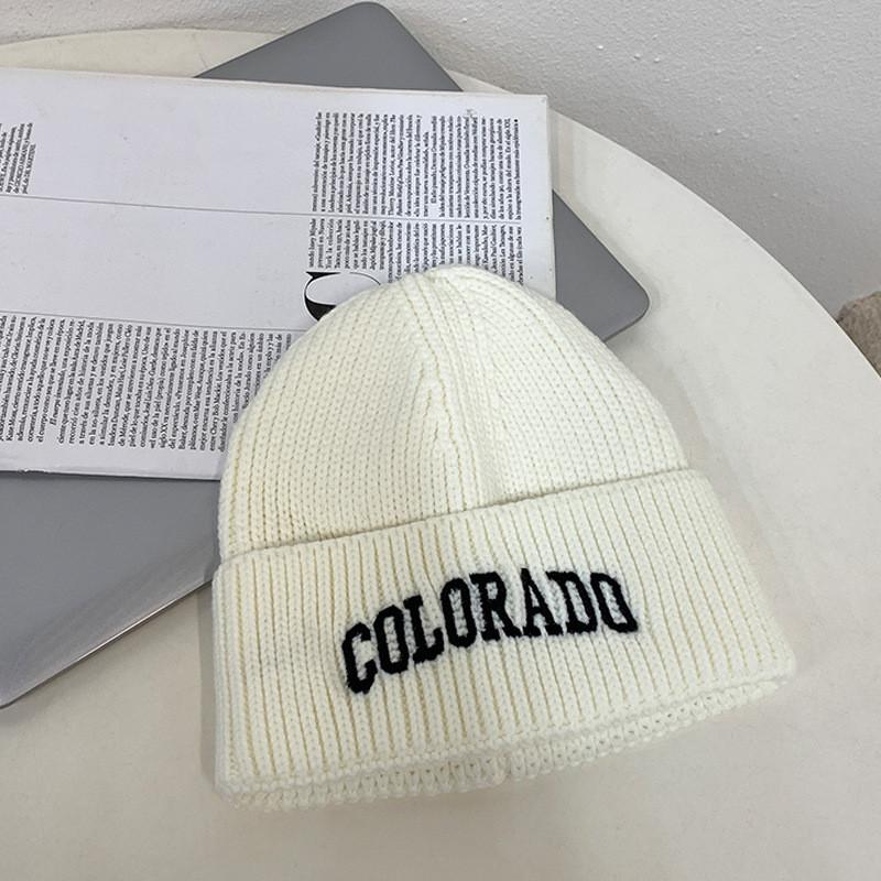 Womens Trendy Knit Beanie Winter Alphabet Patch Warm Casual Fits Sizes All