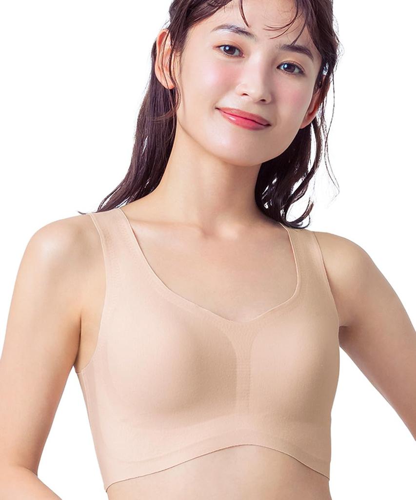 cotton blend comfortable and less Half top KB1031 BE L [Wing/Wacoal] Non-wired bra, material, beautiful, stuffy, [Luxurious cotton] Women's