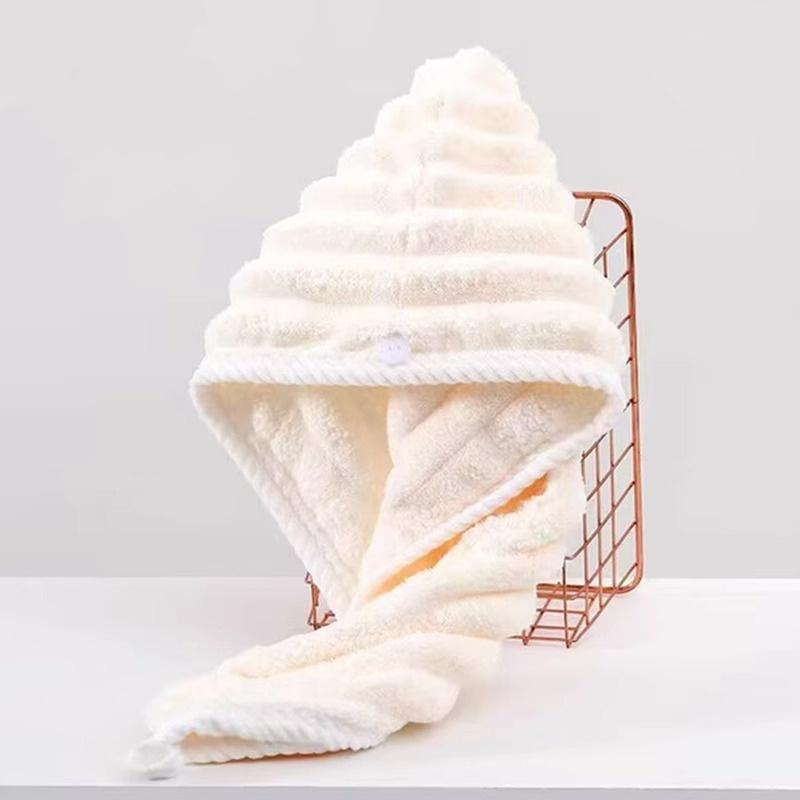Coral Fleece Hair Drying Cap, Adult Bath Shower Cap, Wavy Quick-Dry Turban Towel, Super Absorbent Hair Drying Cap