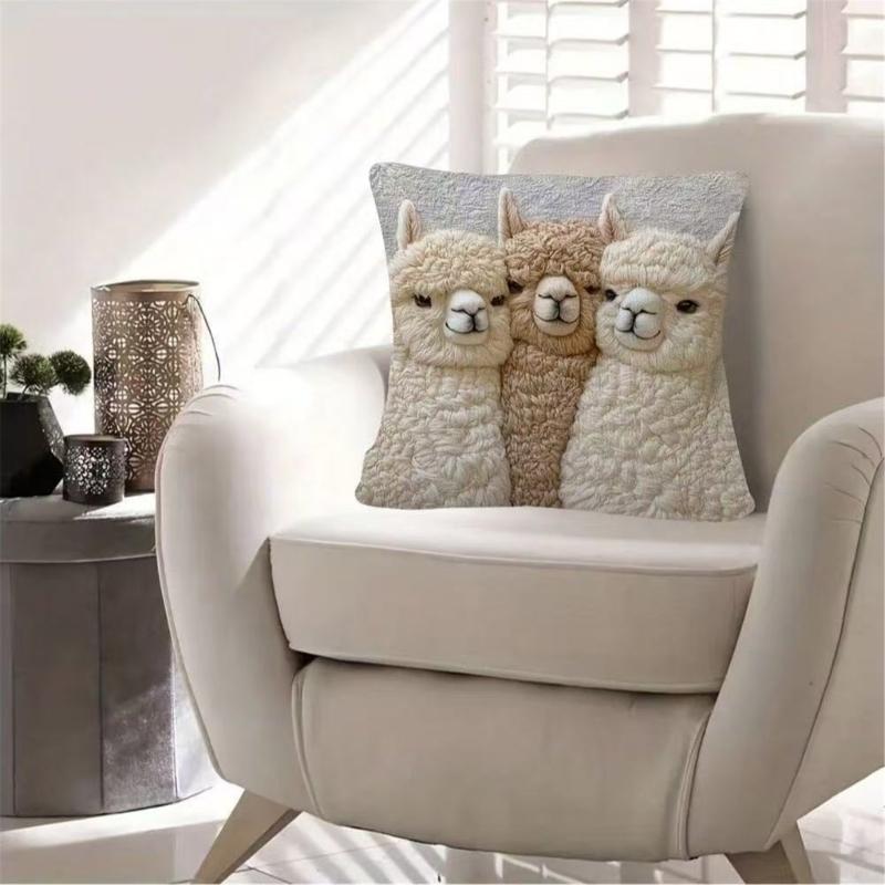 Soft Plush Alpacas Pillowcase Comfortable Fabric for Bedroom Sofa Decoration