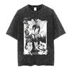 Japanese Hot Anime Black Butler Michaelis Sebastian Washed Tshirt Personality Clothes Oversized Unisex Year Round Clothing Soft