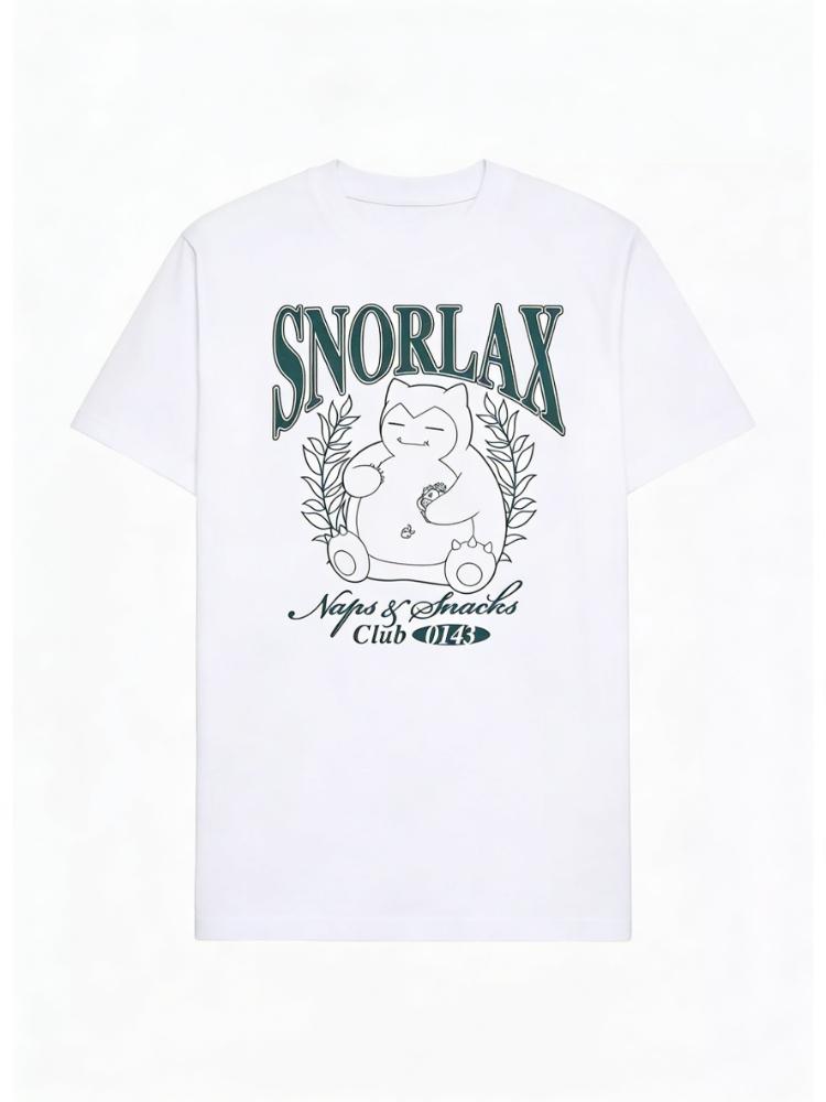 

2026 New Snorlax Collegiate Graphic Print Vintage Fashion Spring Unisexs Short Sleeve ParentChild Loose Comfort TShirt S